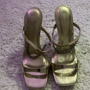 ASOS gold heels with rhinestones